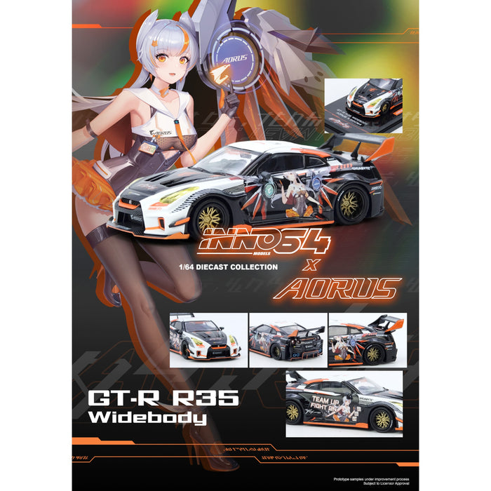 INNO64 - Pre-Order - Nissan GT-R R35 Widebody *AORUS* Limited Edition - IN64-R35LB-AORUS