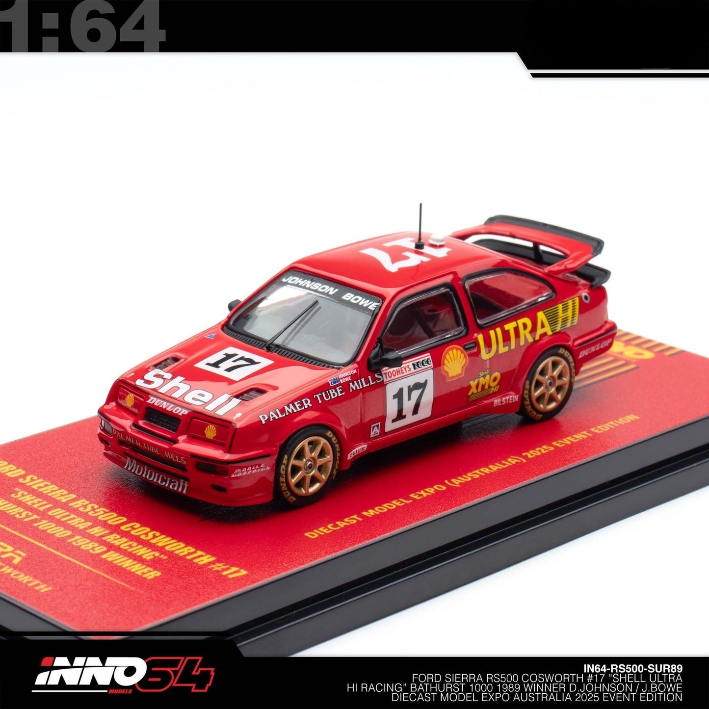 INNO64 - FORD SIERRA RS500 Cosworth #17 "SHELL UNTRA HI RACING" Bathurst 1000 - Australia Diecast Expo 2025 Event Edt. - IN64-RS500-SUR89