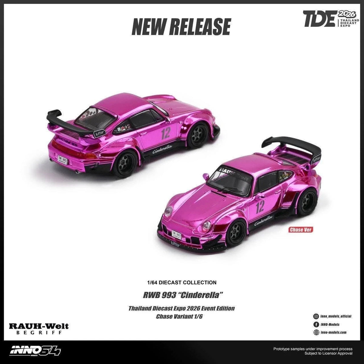 INNO64 - RWB993 Cinderella - TDE 2026 Diecast Expo Event Model - Chase Car - IN64-RWB993-TDE26