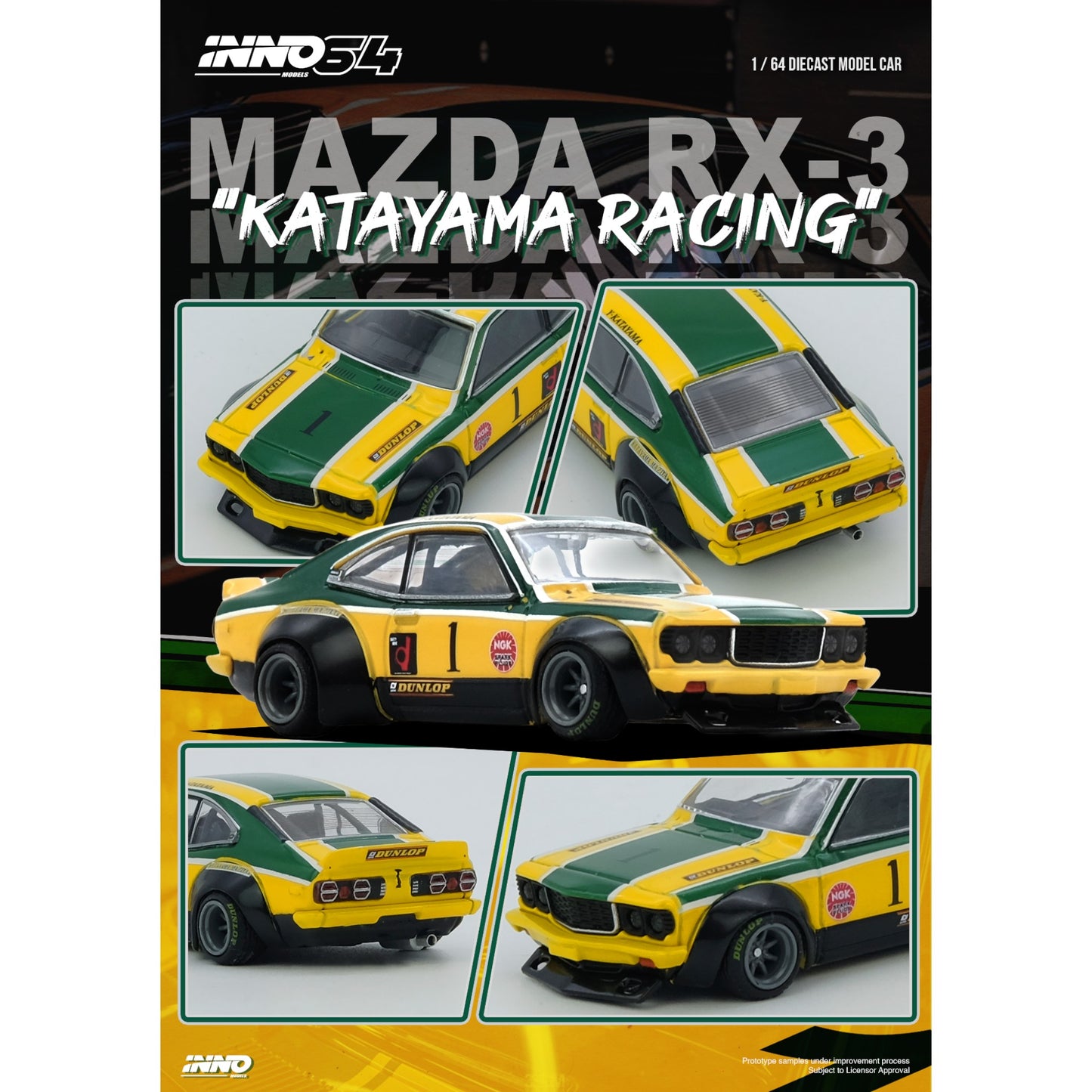INNO64 - Pre-Order - MAZDA SAVANNA RX3 "KATAYAMA RACING" - IN64-RX3-KTYM