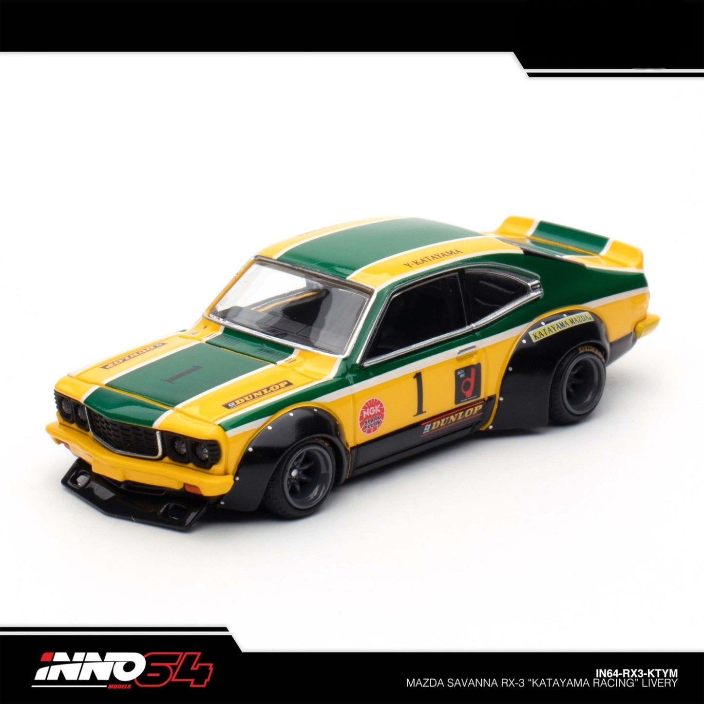 INNO64 - Pre-Order - MAZDA SAVANNA RX3 "KATAYAMA RACING" - IN64-RX3-KTYM