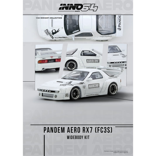INNO64 - Pre-Order - MAZDA RX7 (FC3S) "PANDEM AERO" Widebody Kit - IN64-RX7FCP-WHI1