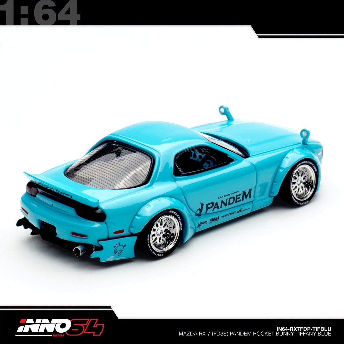 INNO64 - Pre-Order - Mazda RX7 (FD3S) Rocket Bunny / Pandem Widebody Boss Kit - IN64-RX7FDP-TIFBLU