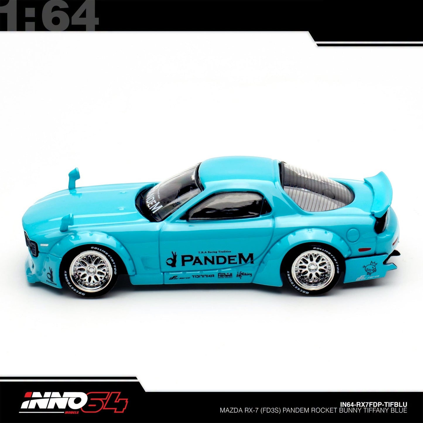 INNO64 - Pre-Order - Mazda RX7 (FD3S) Rocket Bunny / Pandem Widebody Boss Kit - IN64-RX7FDP-TIFBLU
