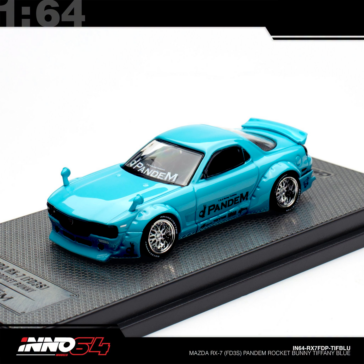 INNO64 - Pre-Order - Mazda RX7 (FD3S) Rocket Bunny / Pandem Widebody Boss Kit - IN64-RX7FDP-TIFBLU