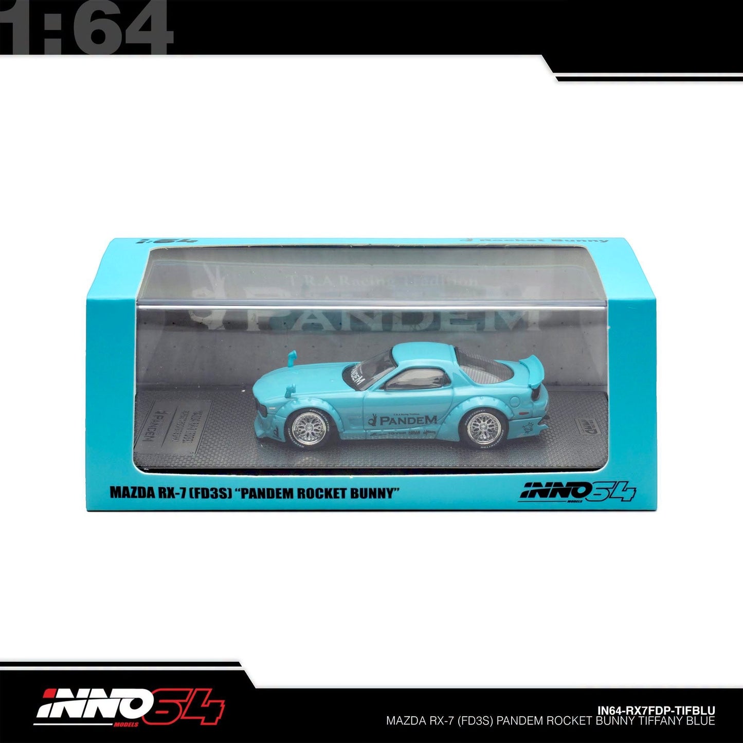INNO64 - Pre-Order - Mazda RX7 (FD3S) Rocket Bunny / Pandem Widebody Boss Kit - IN64-RX7FDP-TIFBLU