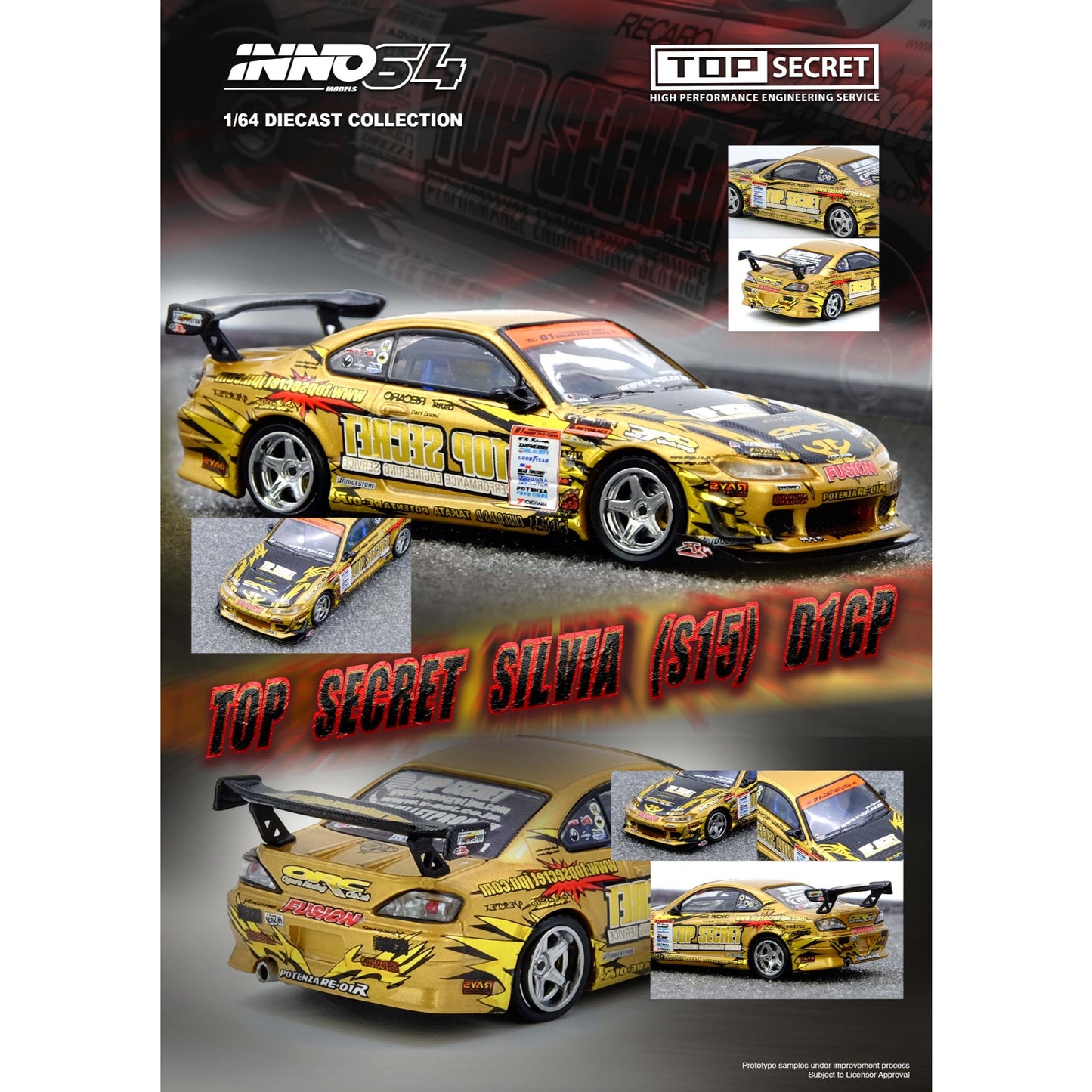 INNO64 - Pre-Order - TOP SECRET Silvia (S15) D1GP, Gold  - IN64-S15TS-D104