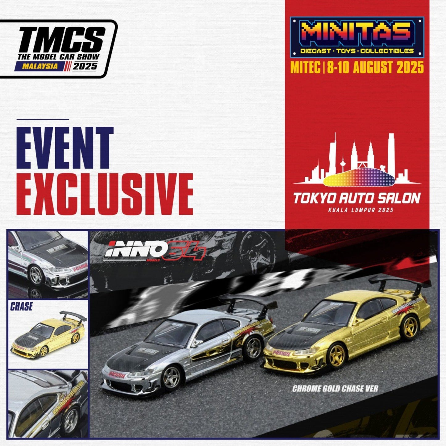 INNO64 - Pre-Order - Top Secret Nissan Silvia S15 Silver Chrome | 2025 Tokyo Auto Salon