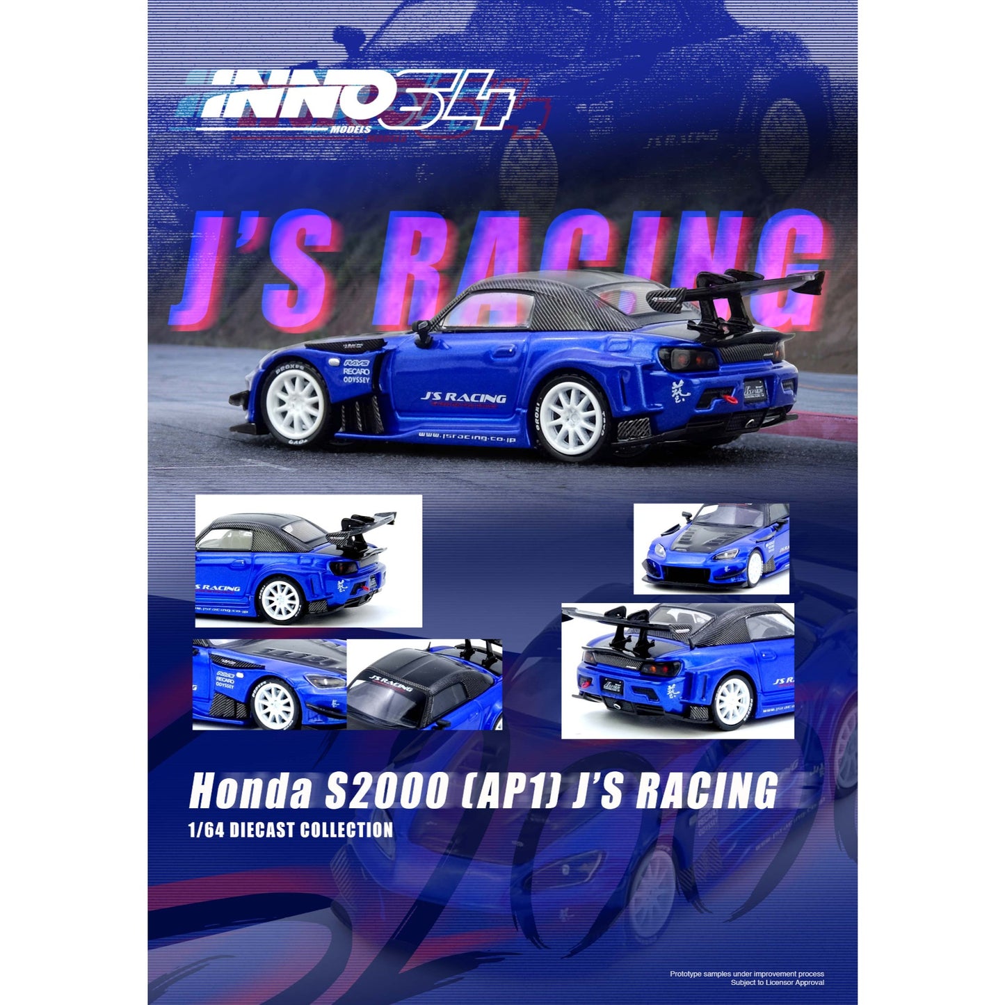 INNO64 - Pre-Order - Honda S2000 (AP1) J´S Racing - IN64-S2000JS-BLUE