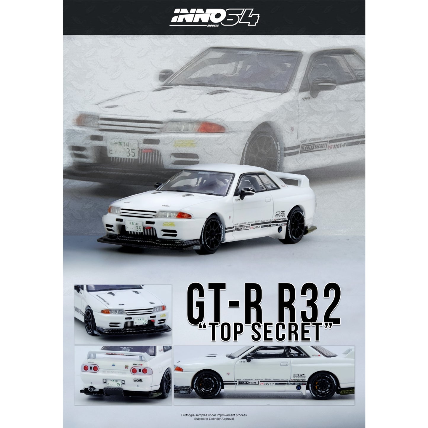 INNO64 - Pre-Order - Top Secret Skyline GT-R (R32), white - IN64-VR32TS-WHITE