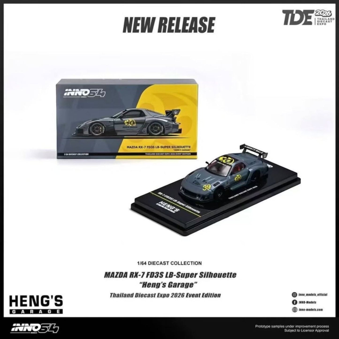 INNO64 - Pre-Order - Mazda RX-7 FD3S SLB-Super Silhouette "Hengs Garage" - TDE 2026 Diecast Expo Event Model