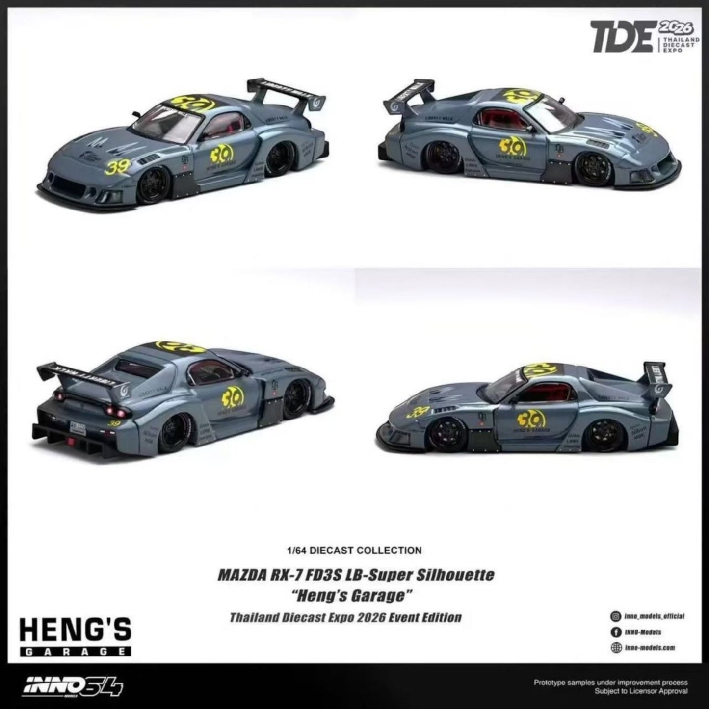INNO64 - Pre-Order - Mazda RX-7 FD3S SLB-Super Silhouette "Hengs Garage" - TDE 2026 Diecast Expo Event Model