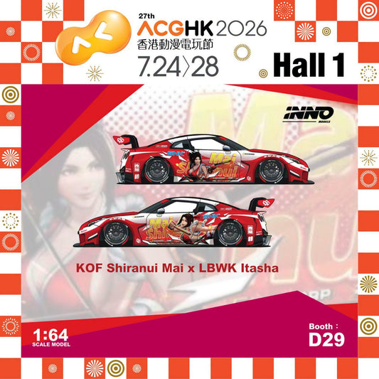 INNO64 - Pre-Order - Nissan GT-R R35 KOF Shiranul Mai x LBWK Itasha - ACGHK2026 - Event Model