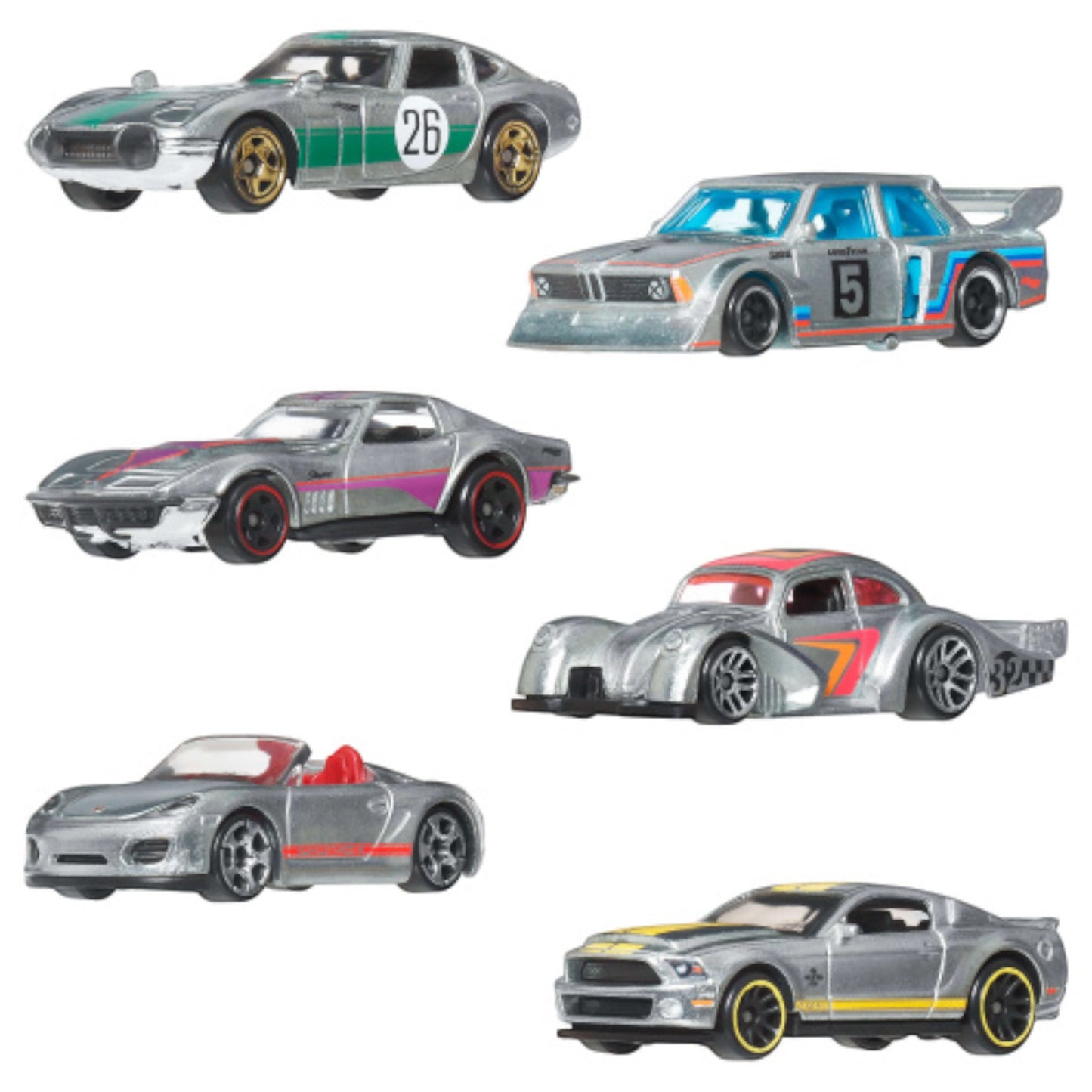 Hot Wheels 2025 - *Silver Series* Euro Style - 6-Pack *Zamac* - JBL26