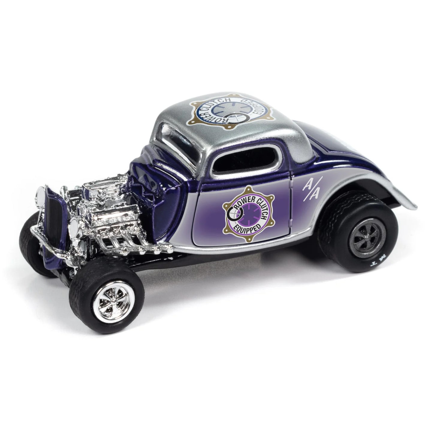 Johnny Lightning - 1934 Ford Coupe Crower Cams (Purple & Silver) - with Collector Tin