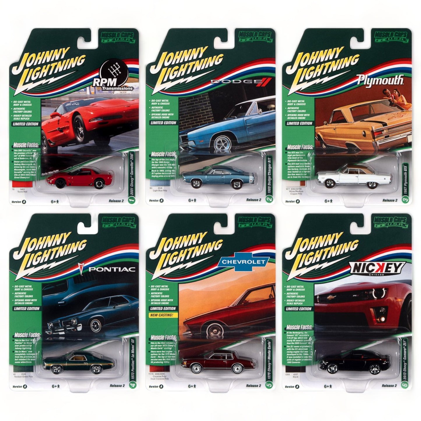 Johnny Lightning - Muscle Cars - 2013 NICKEY Chevrolet Camaro ZL1 Convertible, Gloss Black - 1:64