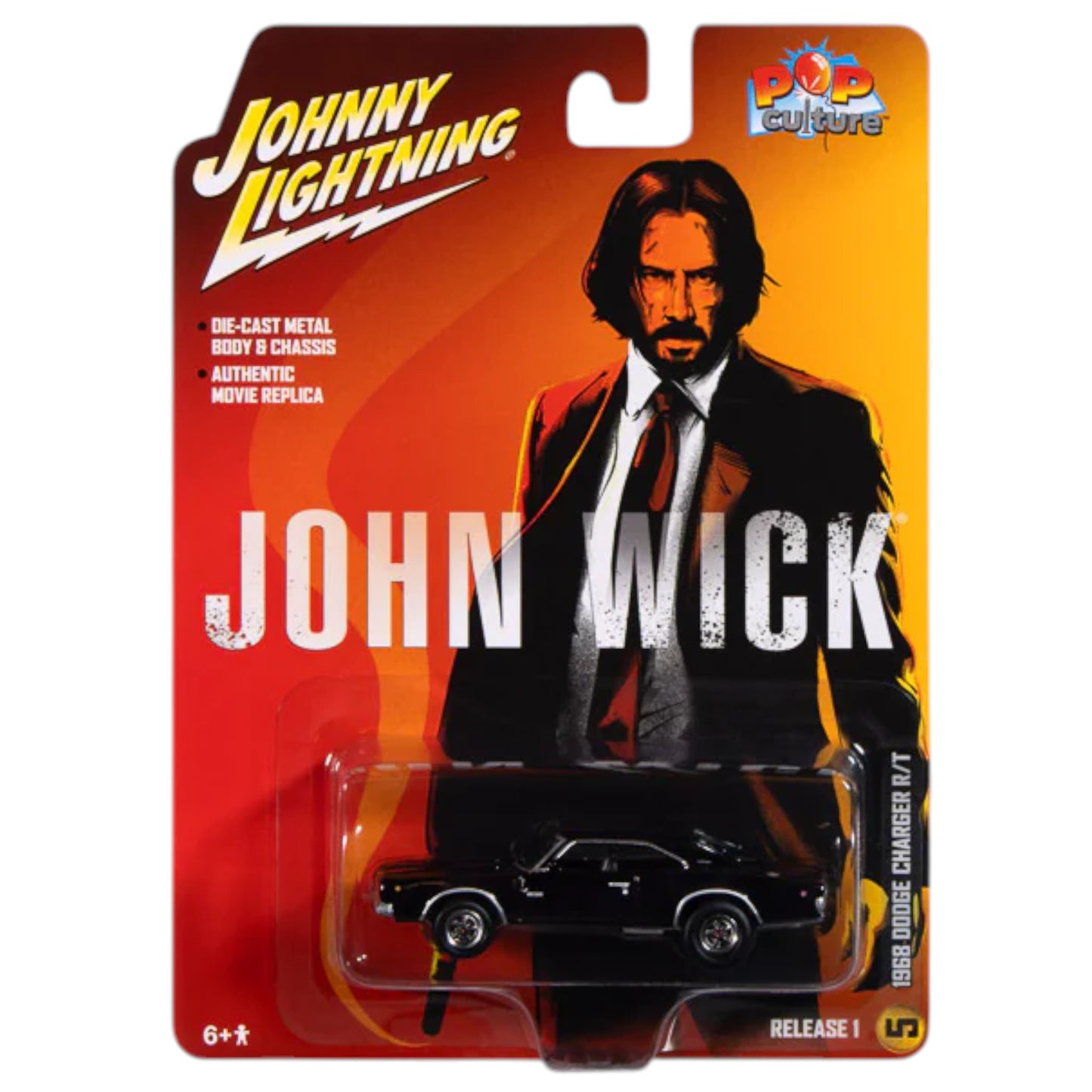 Johnny Lightning - Pre-Order - John Wick - 1968 Dodge Charger R/T - Gloss Black - JLSP413