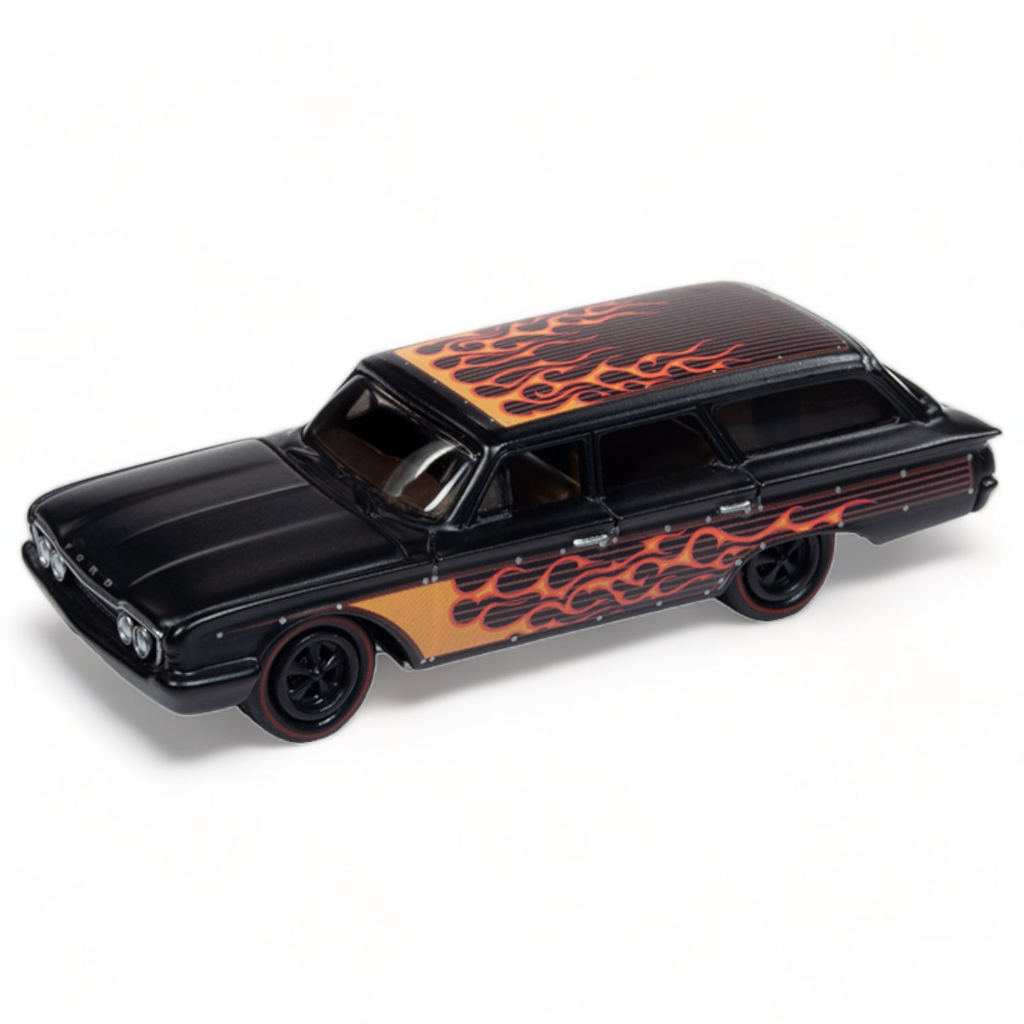 Johnny Lightning - Street Freaks - 1960 Ford Country Squire Black orange Flames