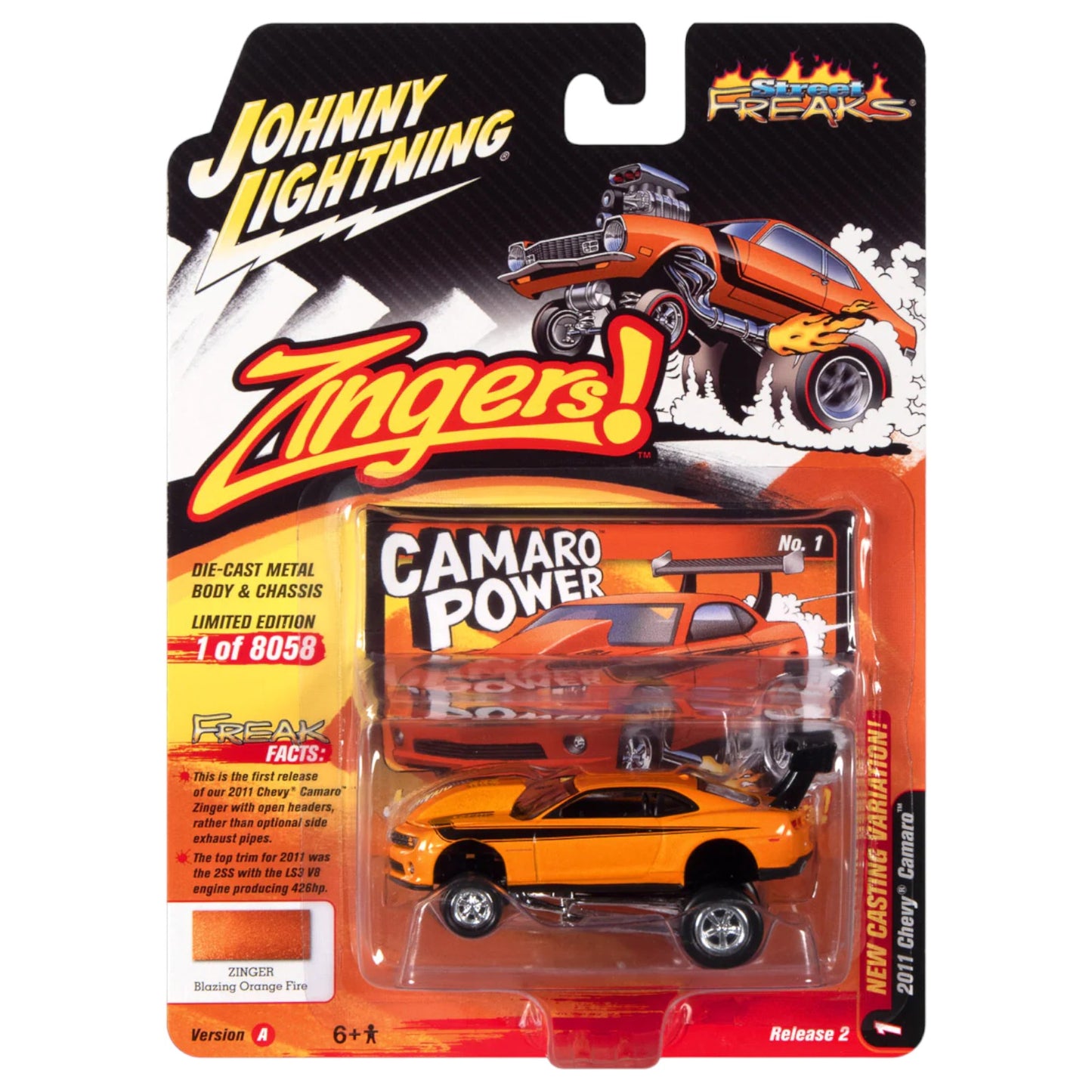 Johnny Lightning - Street Freaks - 2011 Chevrolet Camaro (Zingers), orange -1:64