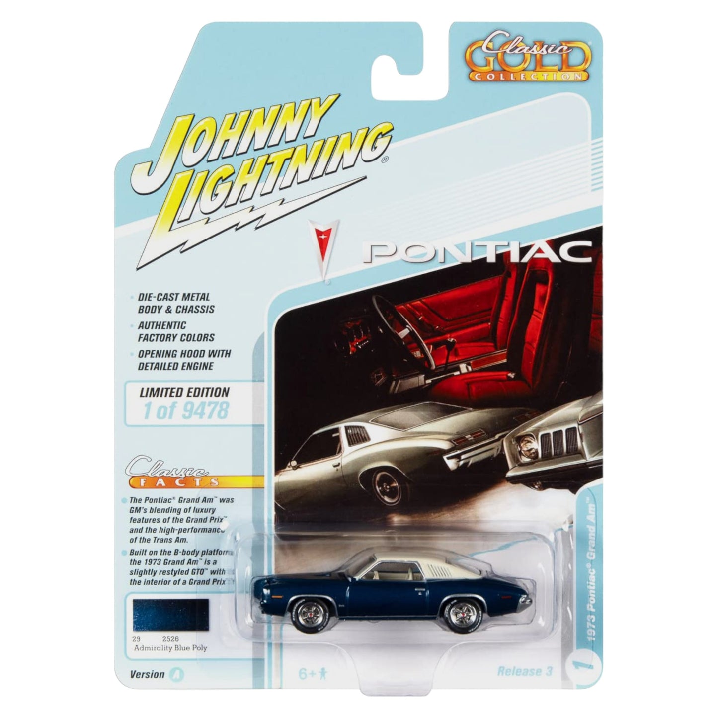 Johnny Lightning - 1973 Pontiac Grand Am, admiralty blue poly - JLSP163A