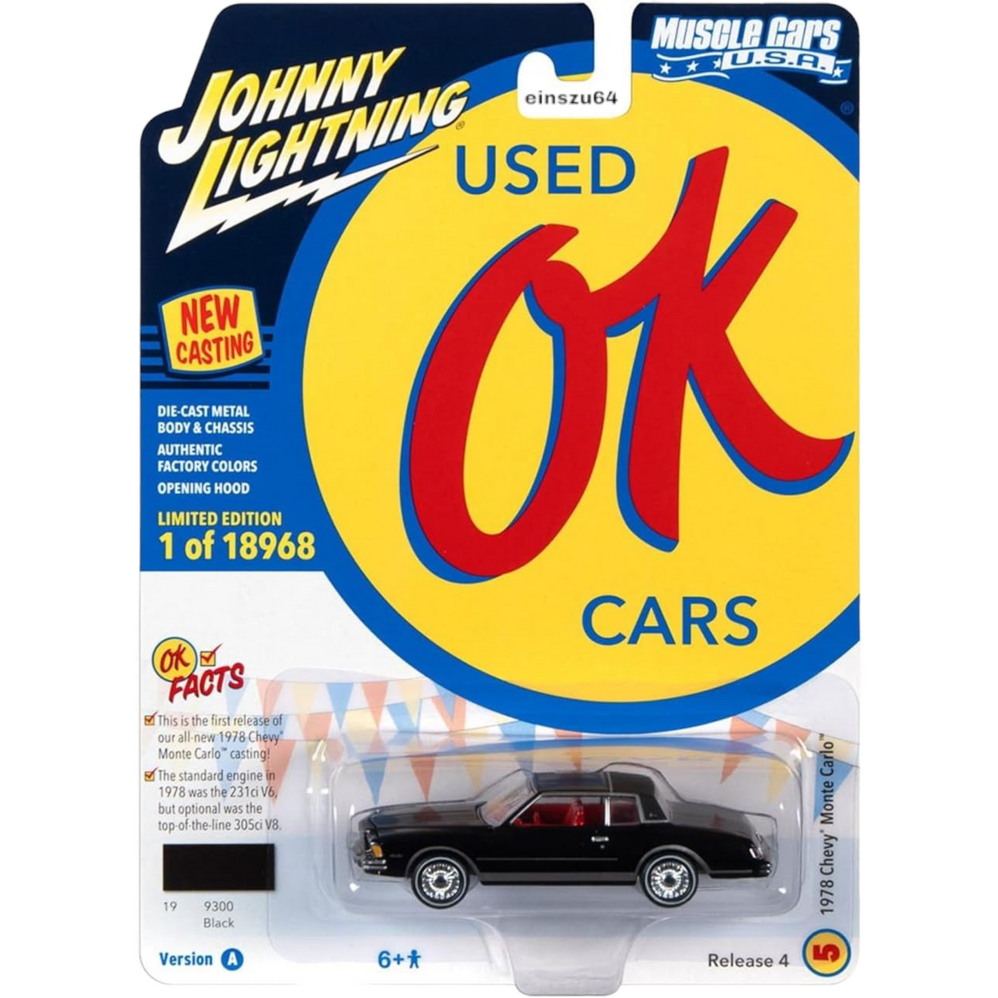 Johnny Lightning - Muscle Cars - 1978 Chevrolet Monte Carlo, black - JLSP196A