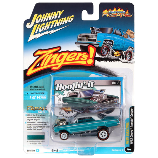 Johnny Lightning - Street Freaks - 1962 Chevy Impala Coupe - (Zingers) - pearl - 1:64