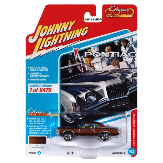 Johnny Lightning - 1971 Pontiac Grand Prix, Bronzini Gold Metallic - 1:64 - JLSP283A