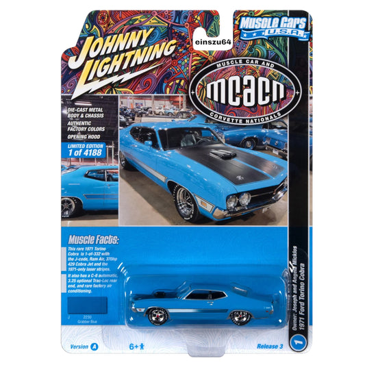 Johnny Lightning - 1971 Ford Torino Cobra *MCACN*, grabber blue - JLSP287A