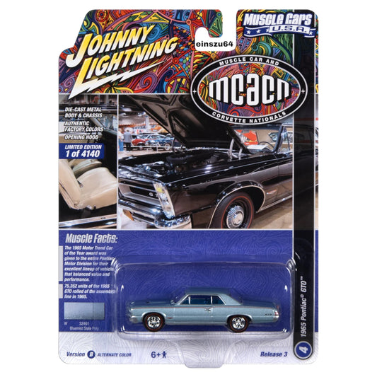 Johnny Lightning - 1965 Pontiac GTO *MCACN*, bluemist state poly - JLSP290B