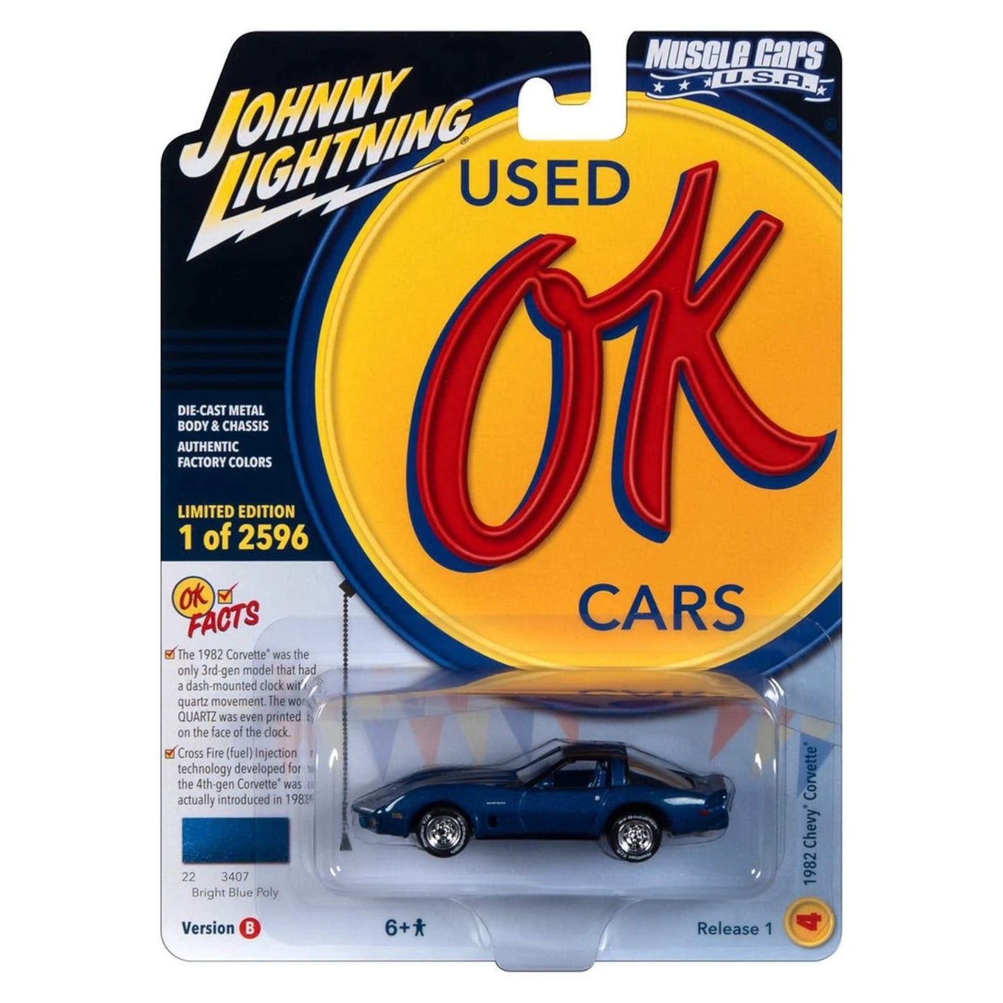 Johnny Lightning - 1982 Chevrolet Corvette, Bright blue poly - JLSP338B