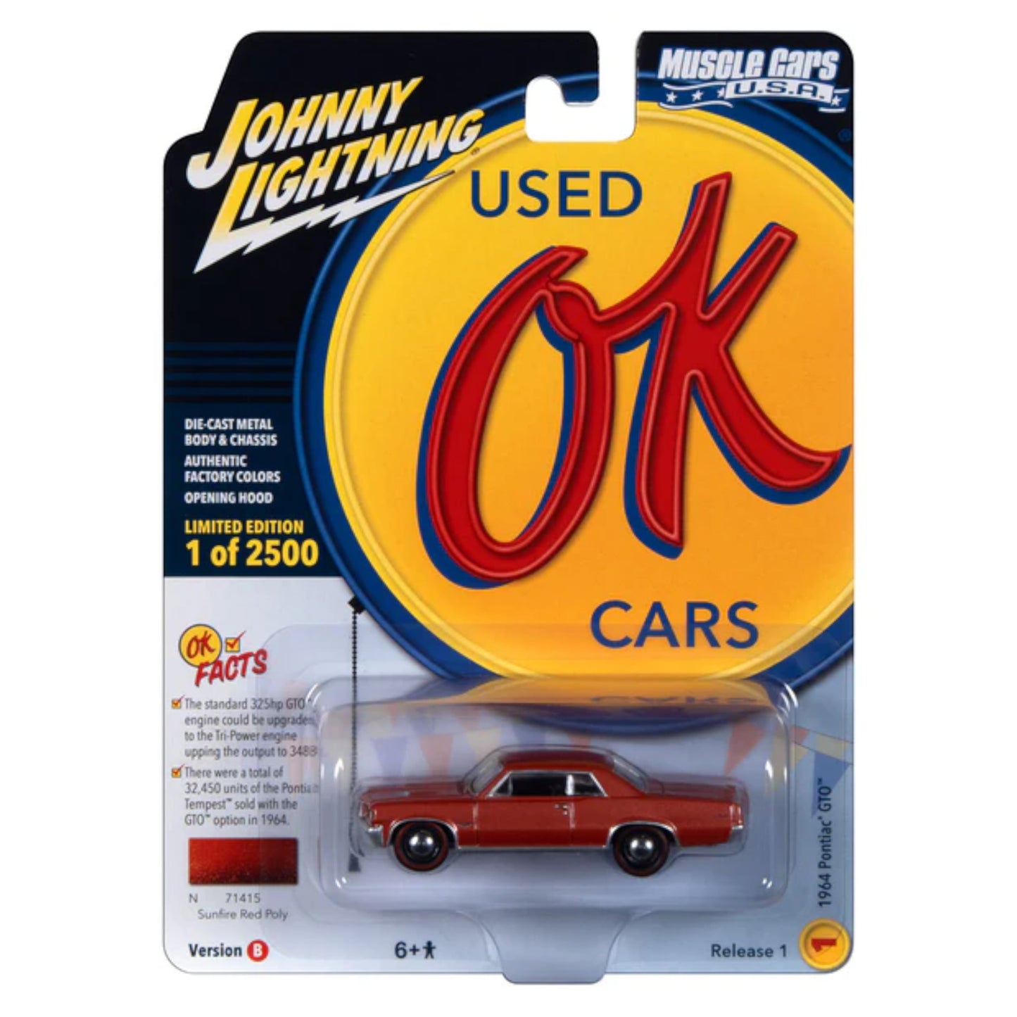 B-Ware - Johnny Lightning - 1964 Pontiac GTO, sunfire red poly - JLSP340B