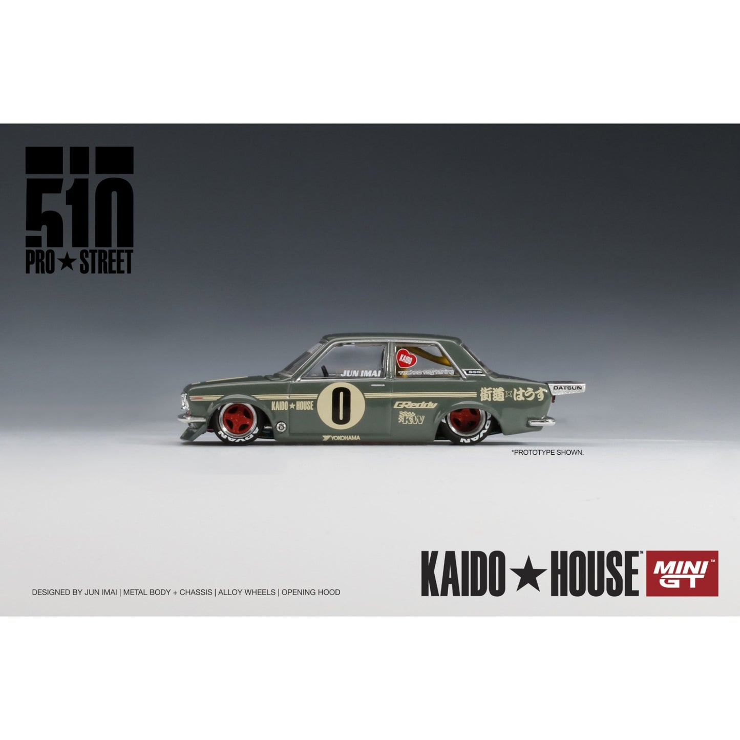 Mini GT Kaido House - Pre-Order - Datsun 510 Pro Street OG Green - KHMG001