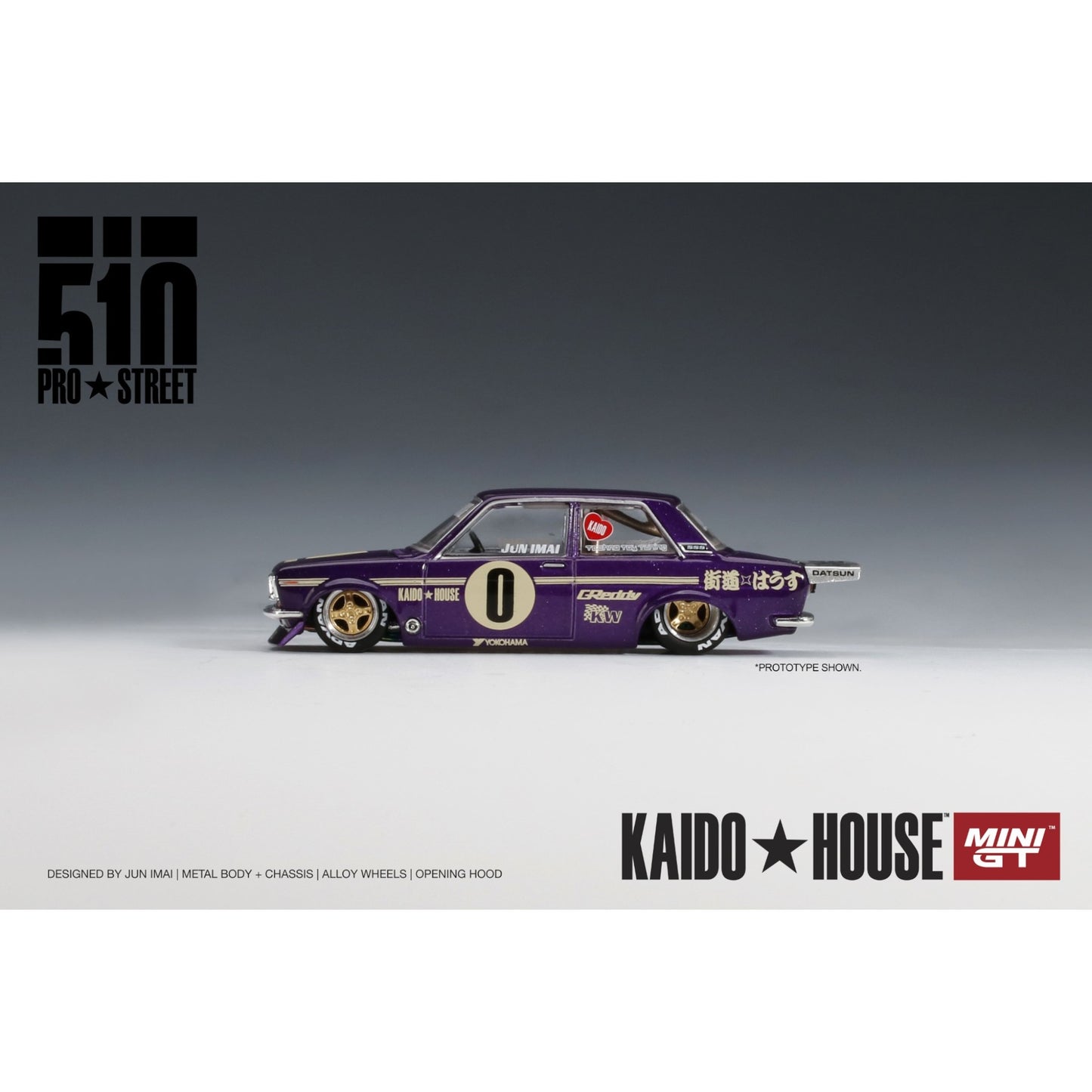 Mini GT Kaido House - Pre-Order - Datsun 510 Pro Street OG Purple - KHMG002