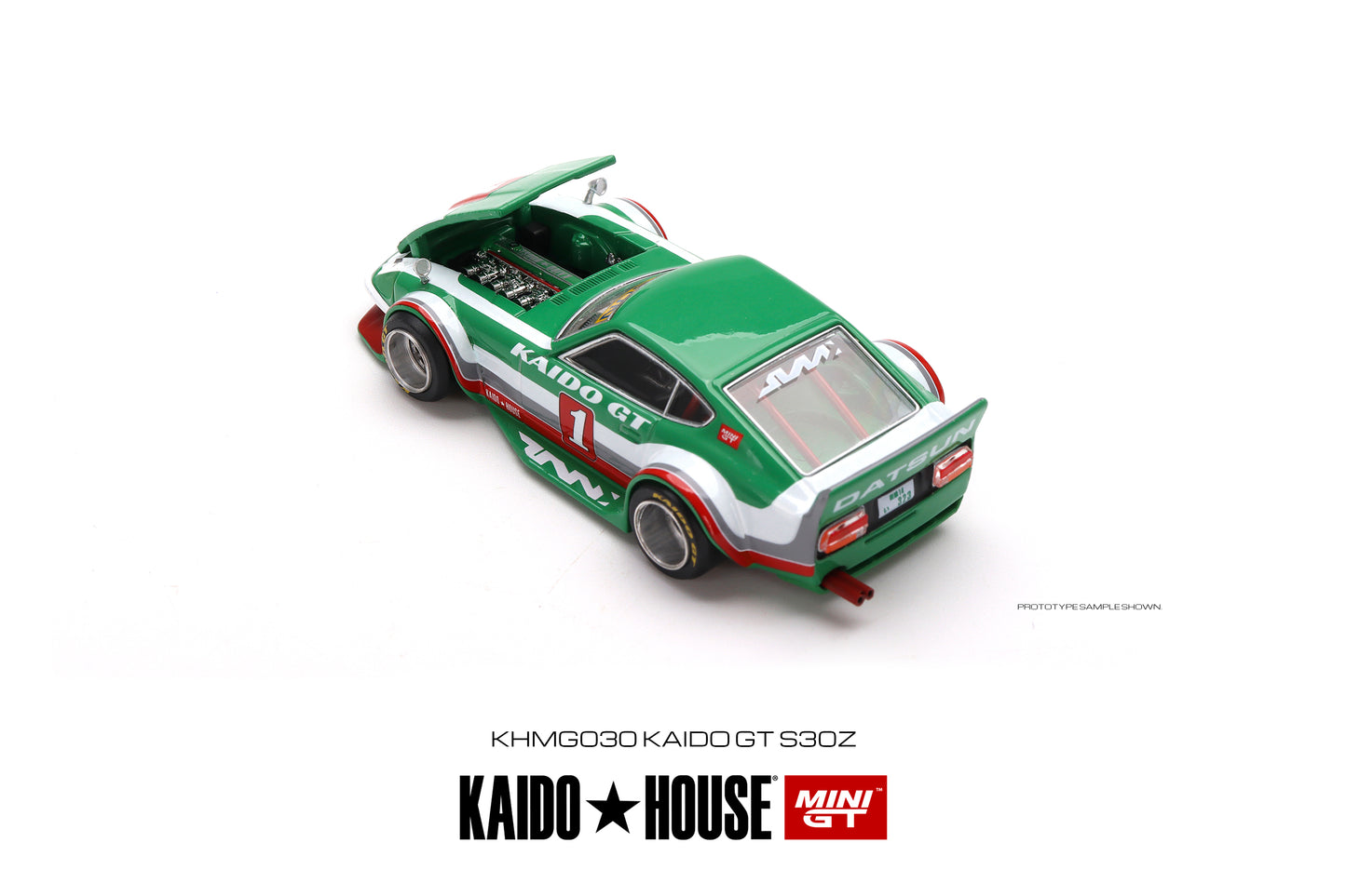 Mini GT Kaido House - Datsun KAIDO Fairlady Z Kaido GT V1 green/white/red - KHMG030 - 1:64