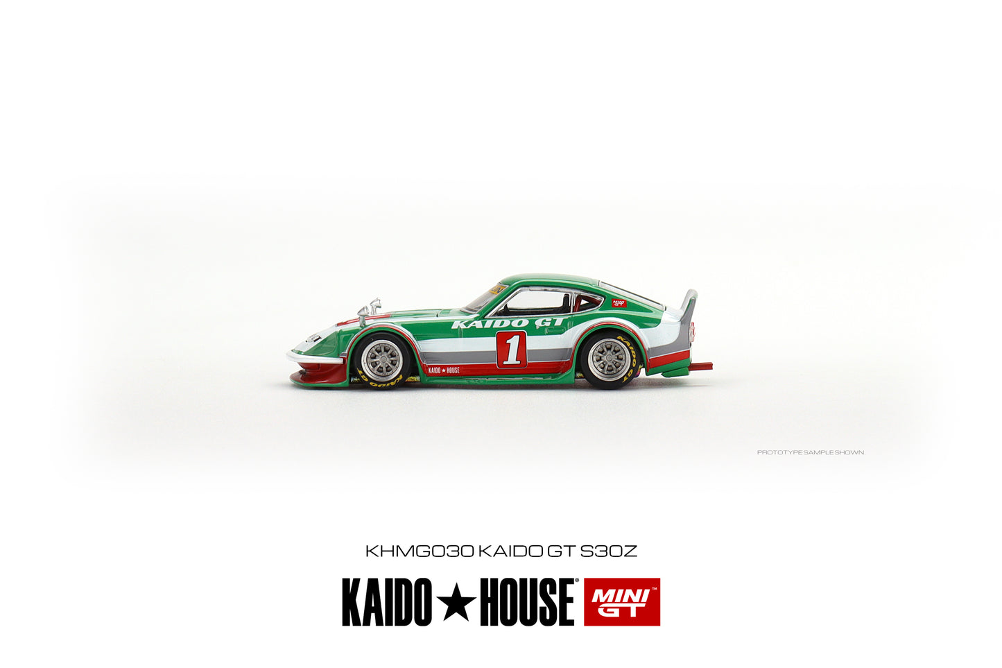 Mini GT Kaido House - Datsun KAIDO Fairlady Z Kaido GT V1 green/white/red - KHMG030 - 1:64