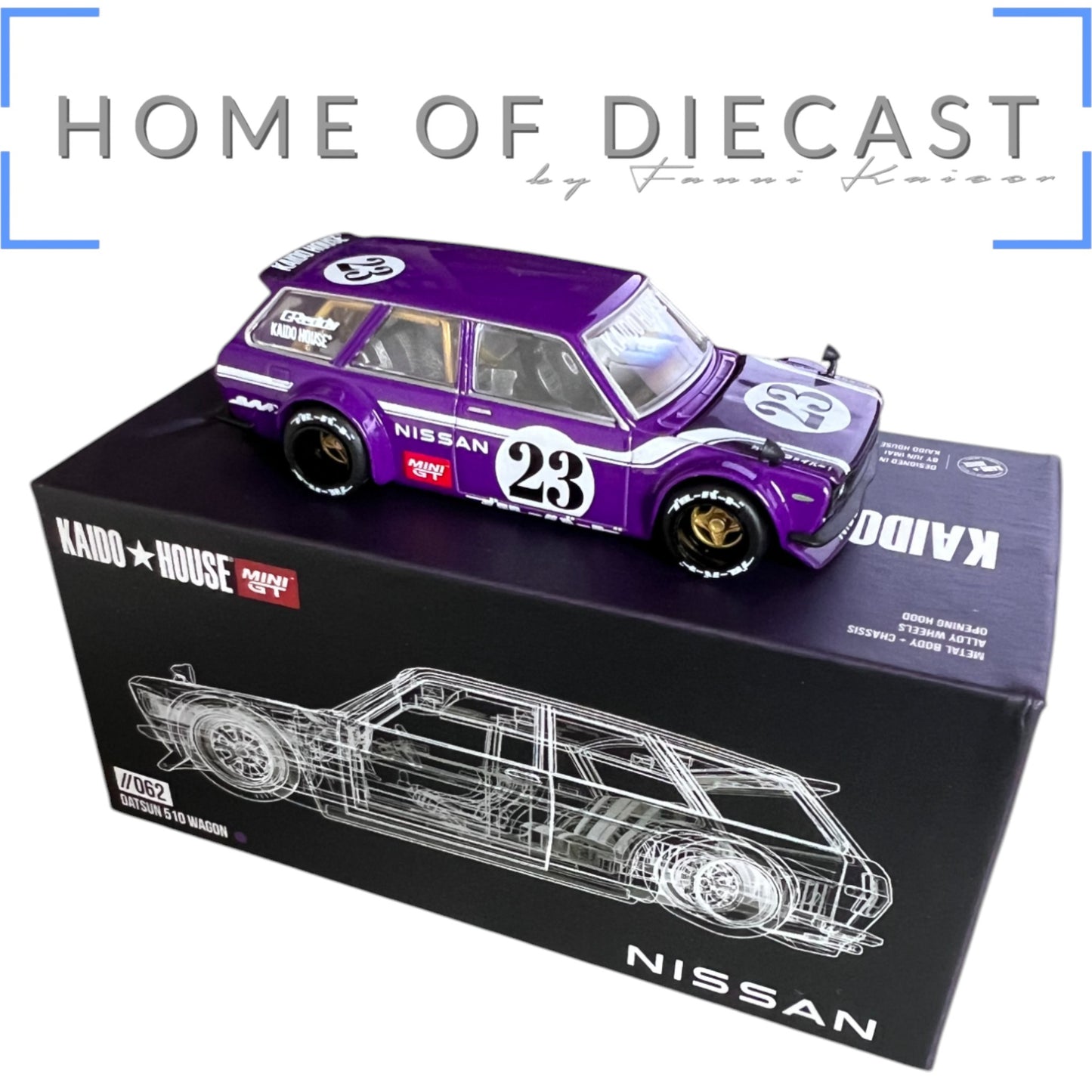 Mini GT Kaido House - Datsun KAIDO 510 Wagon CARBON FIBER V1, purple - KHMG062 - damaged Box -2