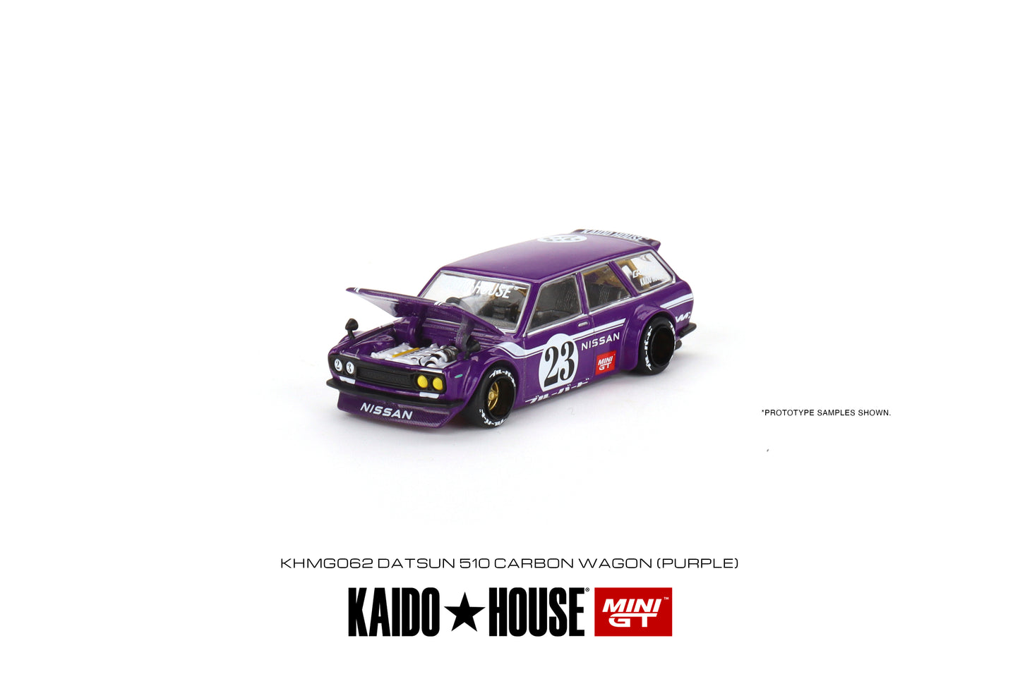 Mini GT Kaido House - Datsun KAIDO 510 Wagon CARBON FIBER V1, purple - KHMG062 - damaged Box