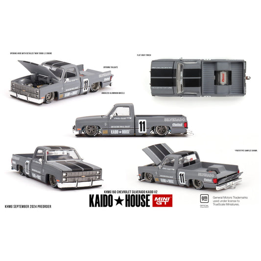 Mini GT Kaido House - Pre-Order - Chevrolet Silverado V2, grey - KHMG160 - 1:64