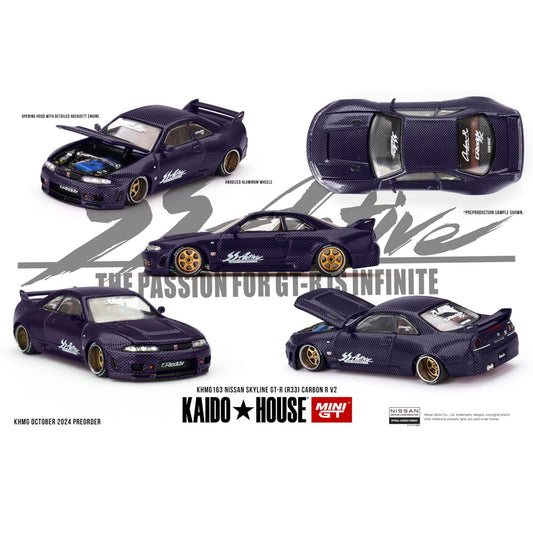 Mini GT Kaido House - Pre-Order - Nissan Skyline GT-R (R33) Active Carbon R V2 - KHMG163