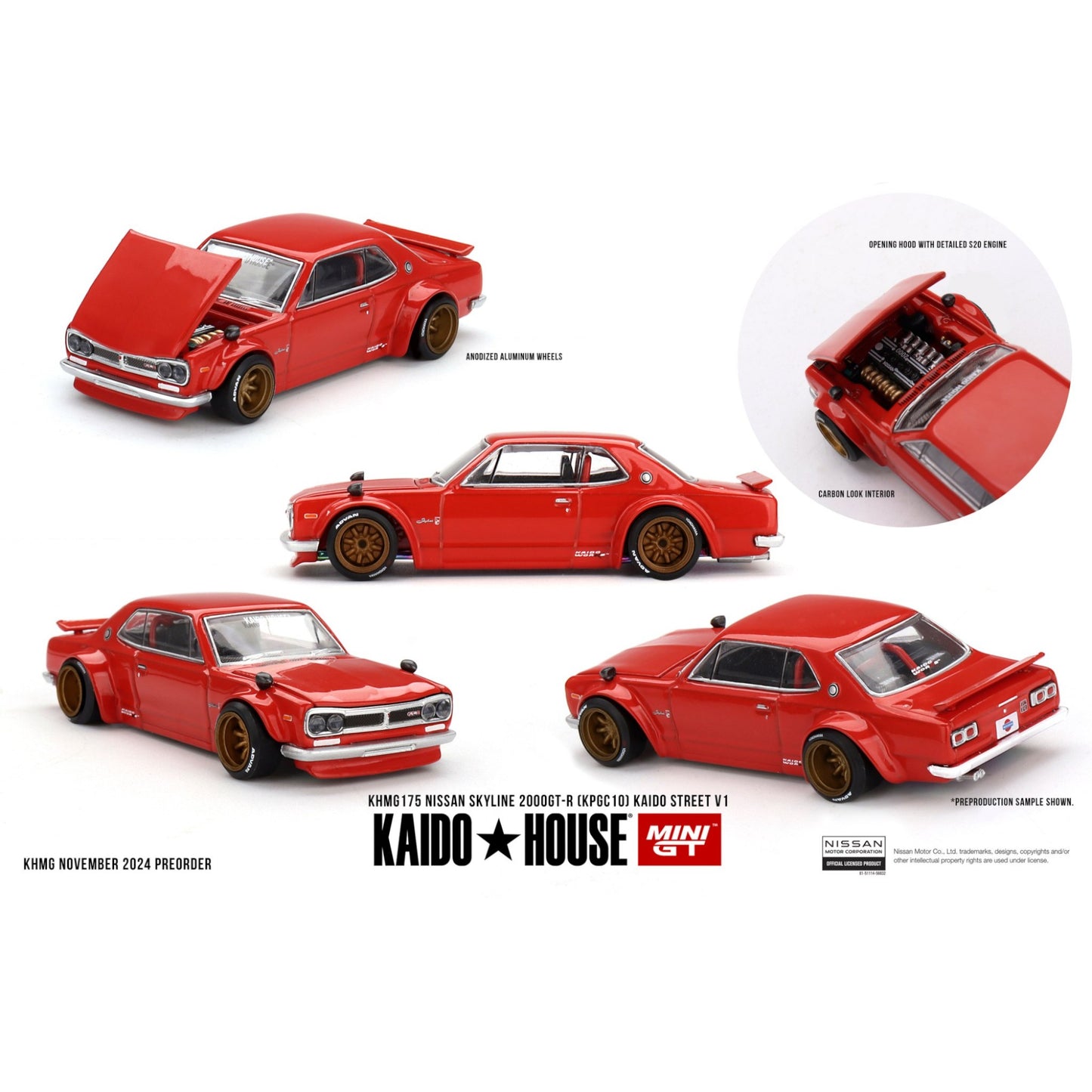 Mini GT Kaido House - Pre-Order - Nissan Skyline 2000GT-R (KPGC10) Kaido Street V1 - KHMG175
