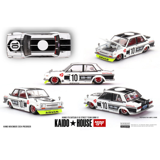 Mini GT Kaido House - Pre-Order - Datsun 510 Street Team XMM V1 - KHMG176