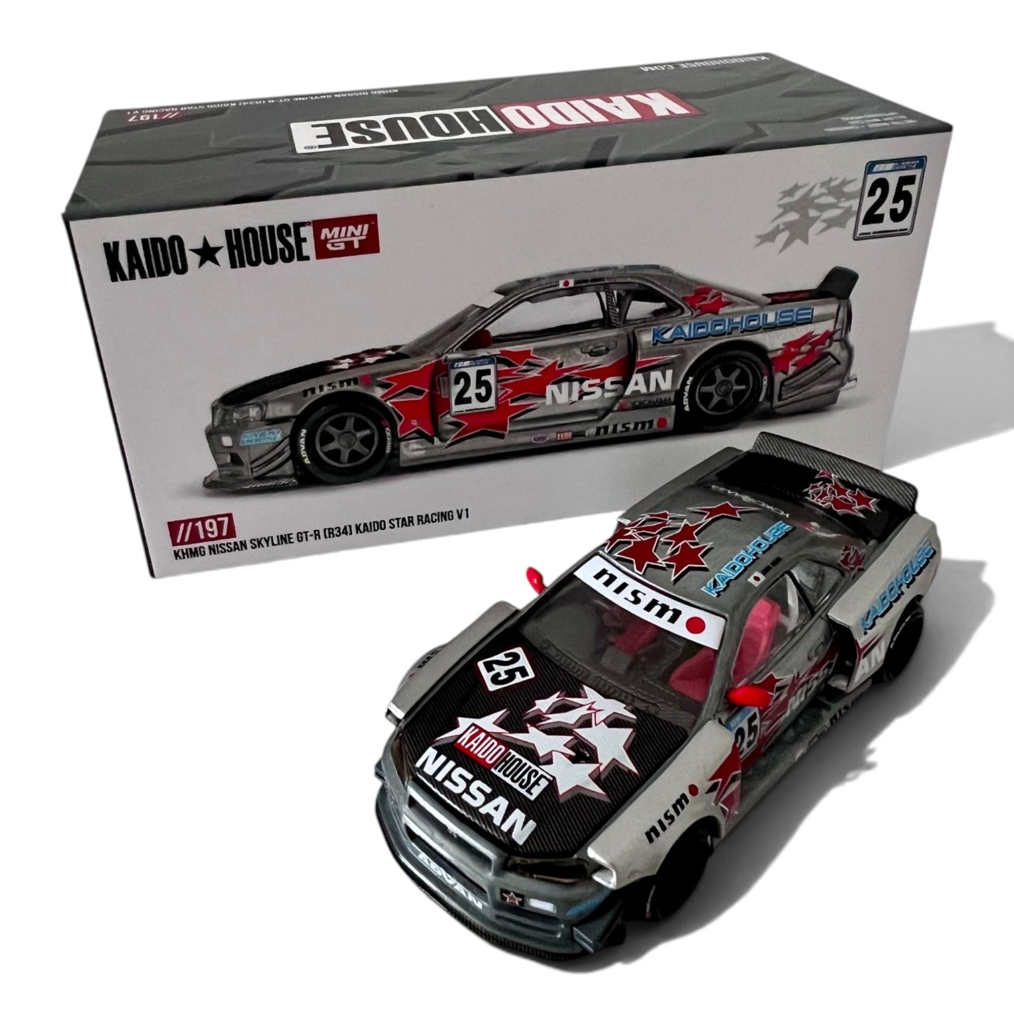 Mini GT Kaido House - NISSAN SKYLINE GT-R (R34) KAIDO STAR RACING V1 - KHMG197 - Chase Car