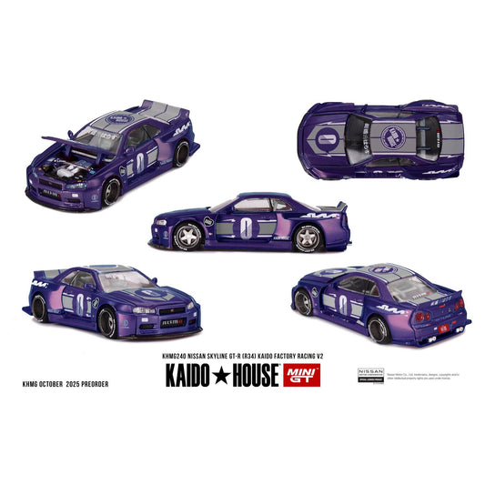 Mini GT Kaido House - Pre-Order - Nissan Skyline GT-R (R34) KAIDO RACING FACTORY V2 - KHMG240
