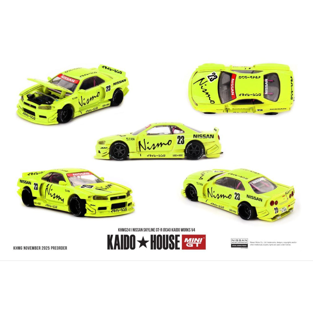 Mini GT Kaido House - Pre-Order - Nissan Skyline GT-R- (R34) Kaido Works V4 - KHMG241