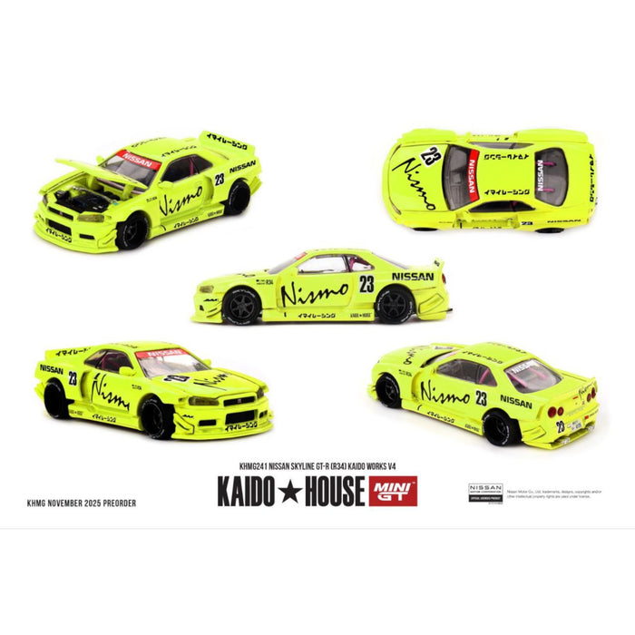 Mini GT Kaido House - Pre-Order - Nissan Skyline GT-R- (R34) Kaido Works V4 - KHMG241