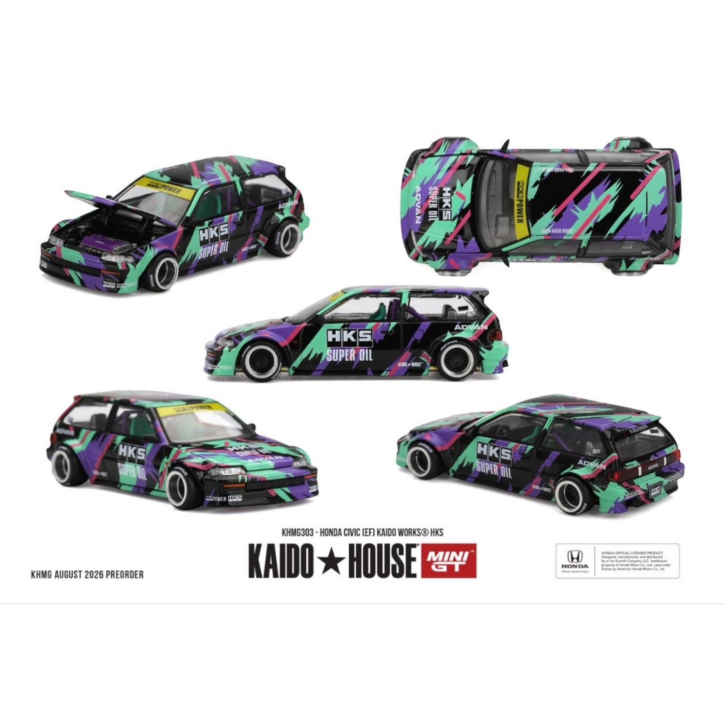 Mini GT Kaido House - Pre-Order - Honda Civic (EF) Kaido Works HKS - KHMG303