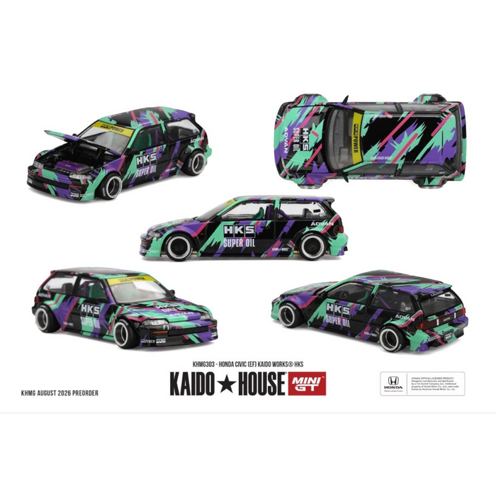 Mini GT Kaido House - Pre-Order - Honda Civic (EF) Kaido Works HKS - KHMG303