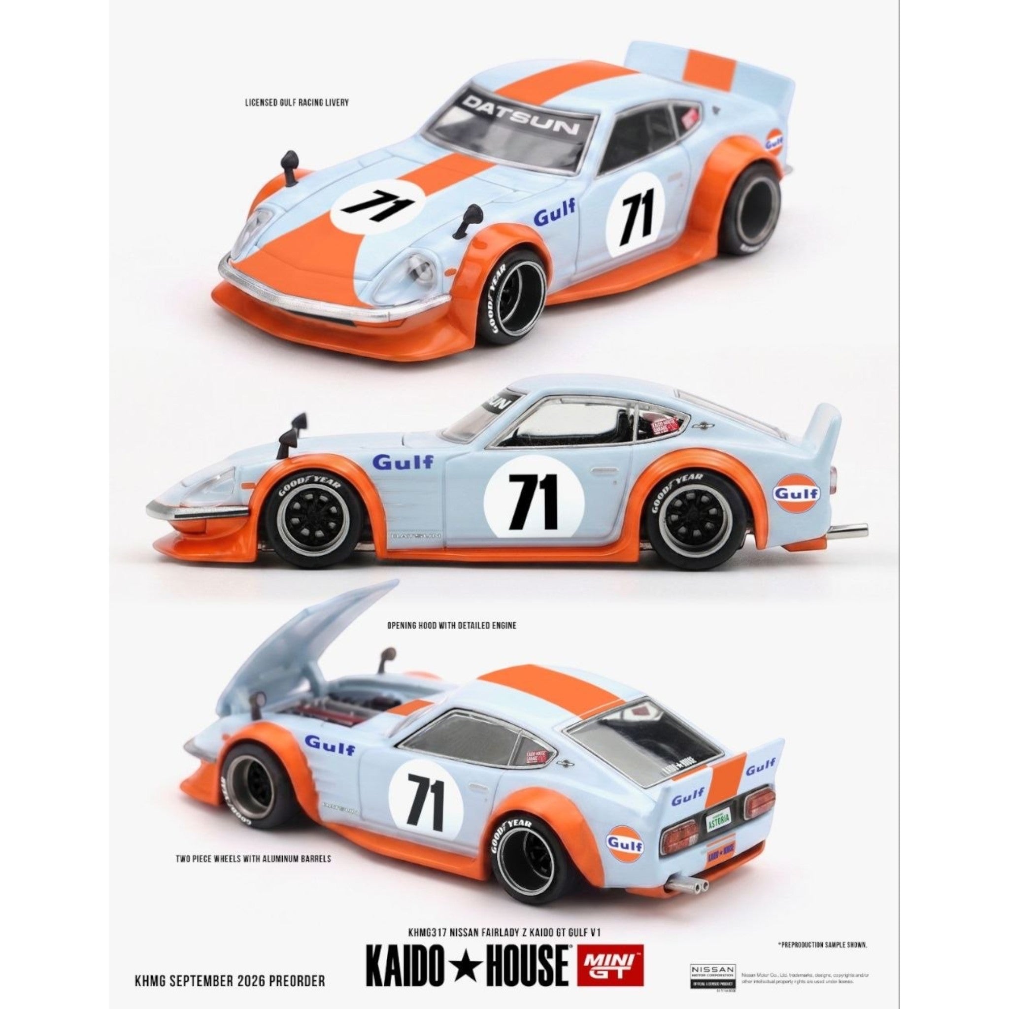 Mini GT Kaido House - Pre-Order - Nissan Fairlady Z Kaido GT GULF V1 - KHMG317