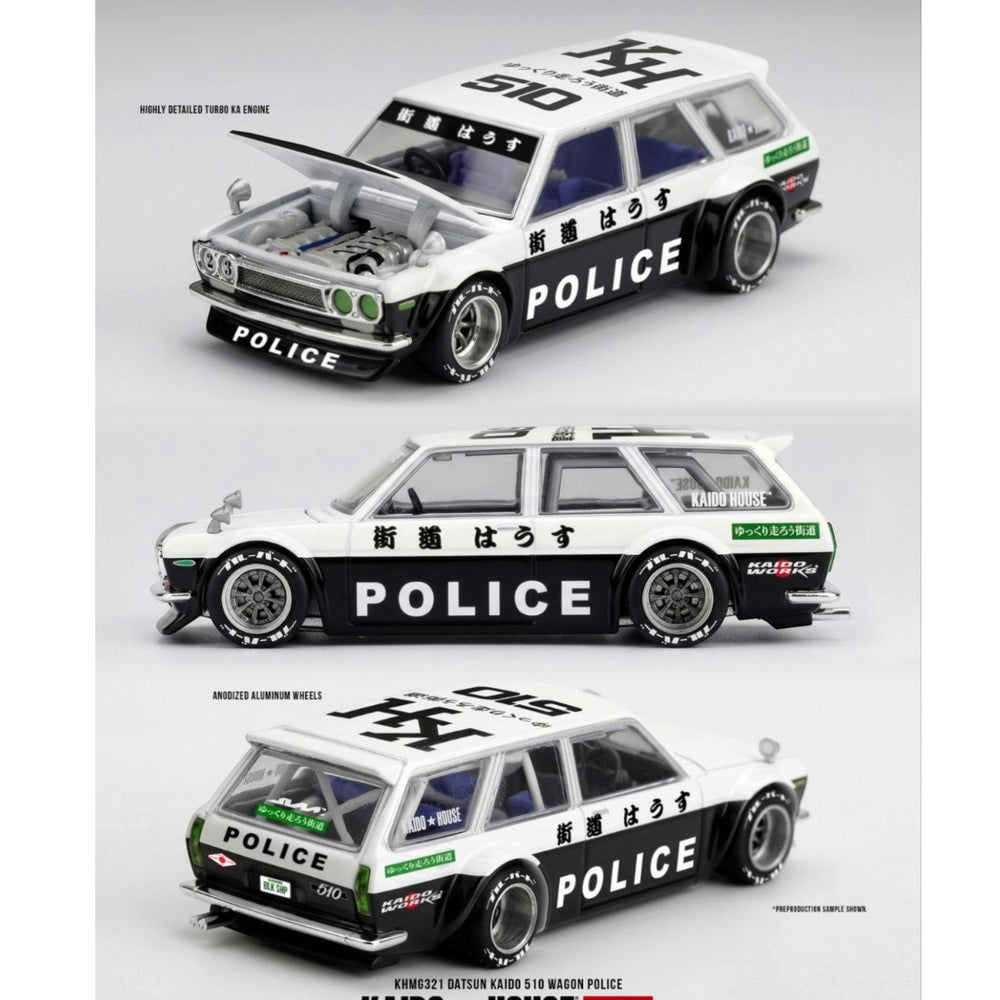 Mini GT Kaido House - Pre-Order - Datsun KAIDO 510 Wagon Police - KHMG321