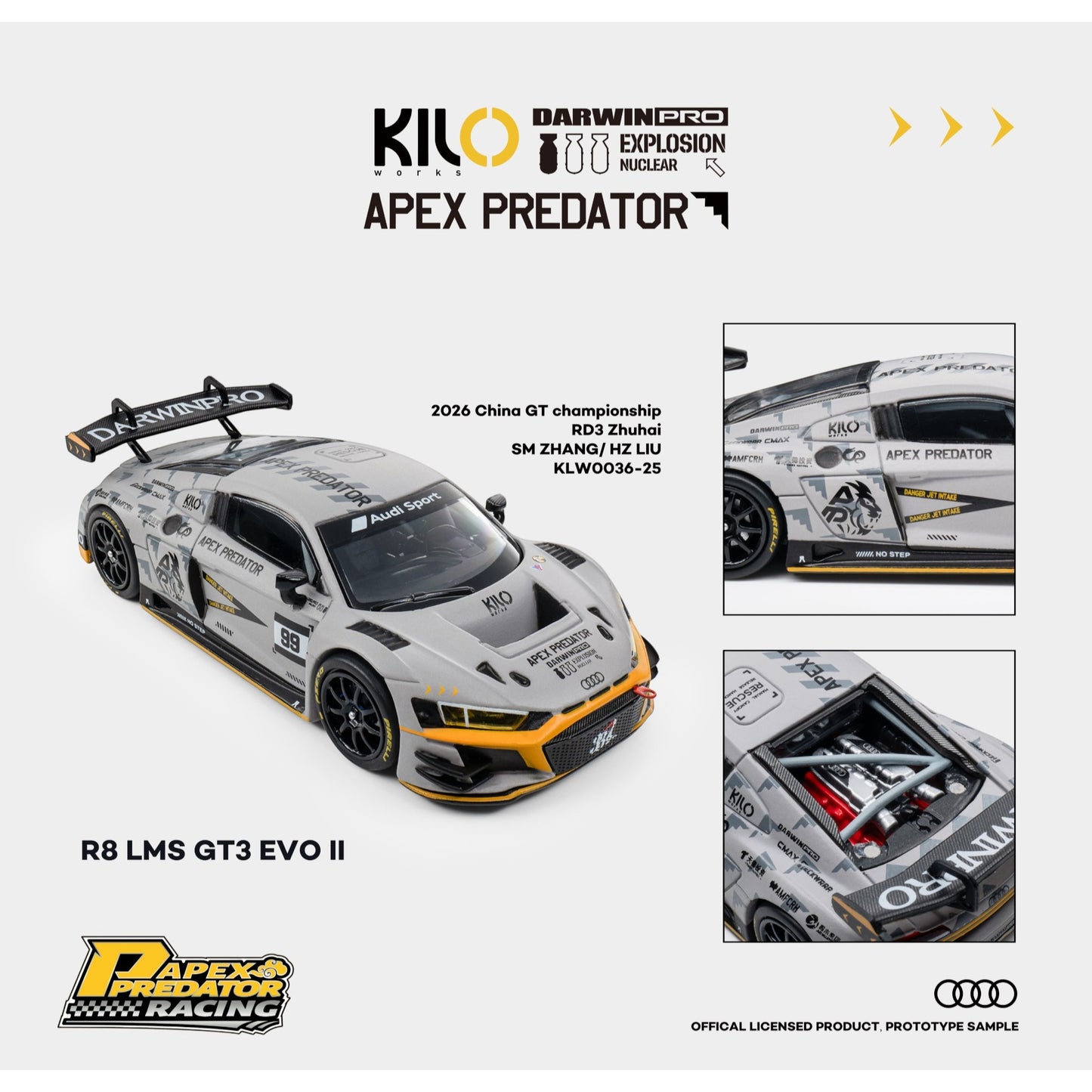 Kiloworks -  Pre-Order -Audi R8 LMS GT3 EVO II - Apex Predator - KLW0036-25